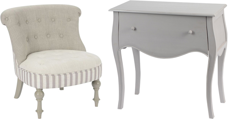 Fauteuil capitonné et commode Amadeus Cades